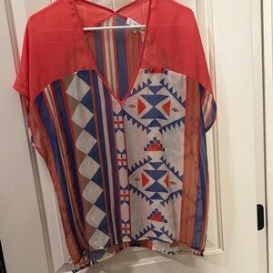 Geometric Patterned Sheer Top small